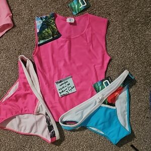 Pink and Blue Women's Swimwear Set